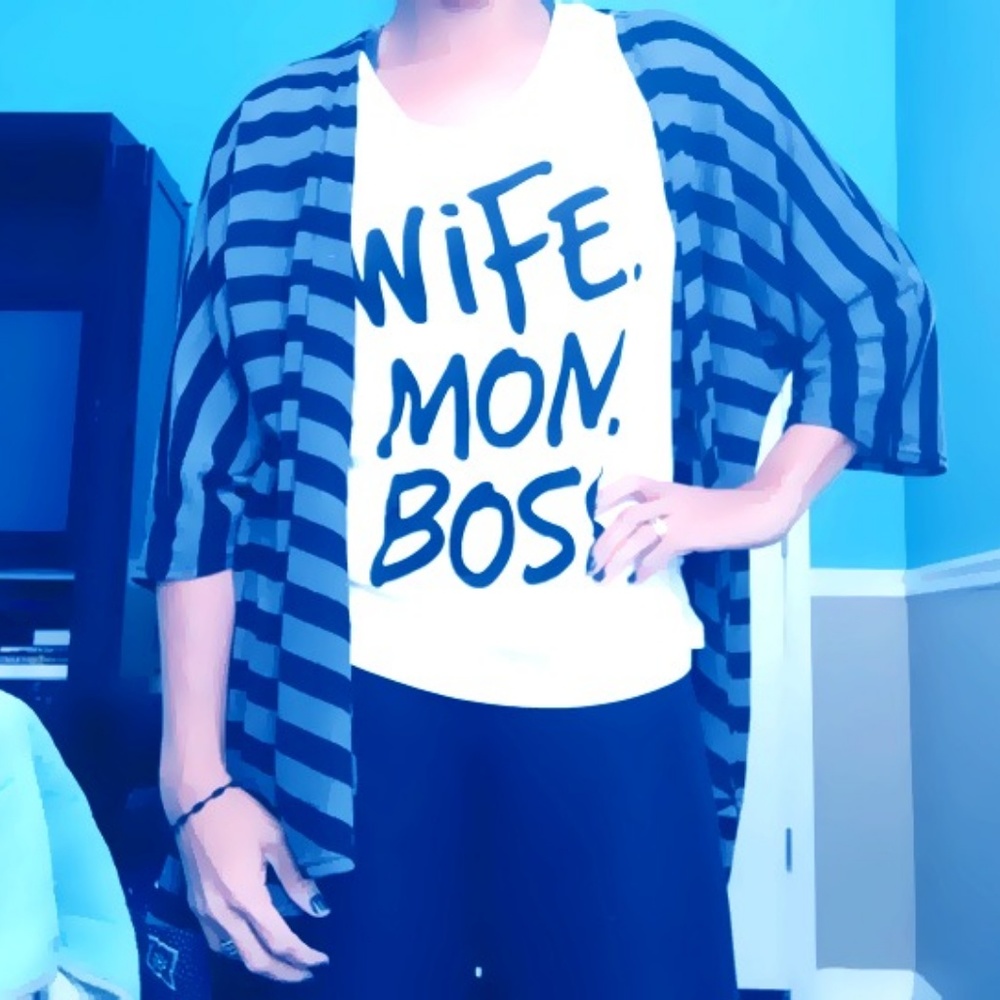 LulaRoe Lindsay oversized striped open cardigan